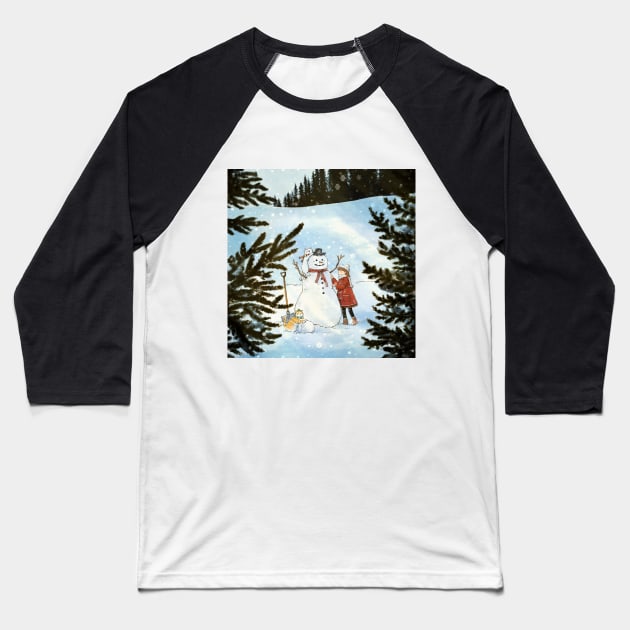 Snowman Baseball T-Shirt by LUNA